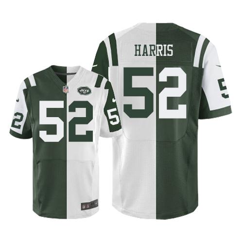 Nike Jets #52 David Harris Green/White Men's Stitched NFL Elite Split Jersey - Click Image to Close